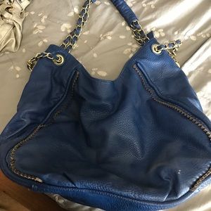 BLUE BIG BUDDA GOLD TRIM HANDBAG PURSE